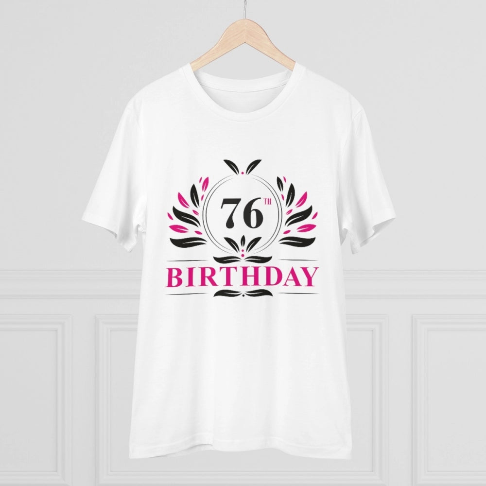 Men'S Pc Cotton 76Th Birthday Printed T Shirt (Color: White, T