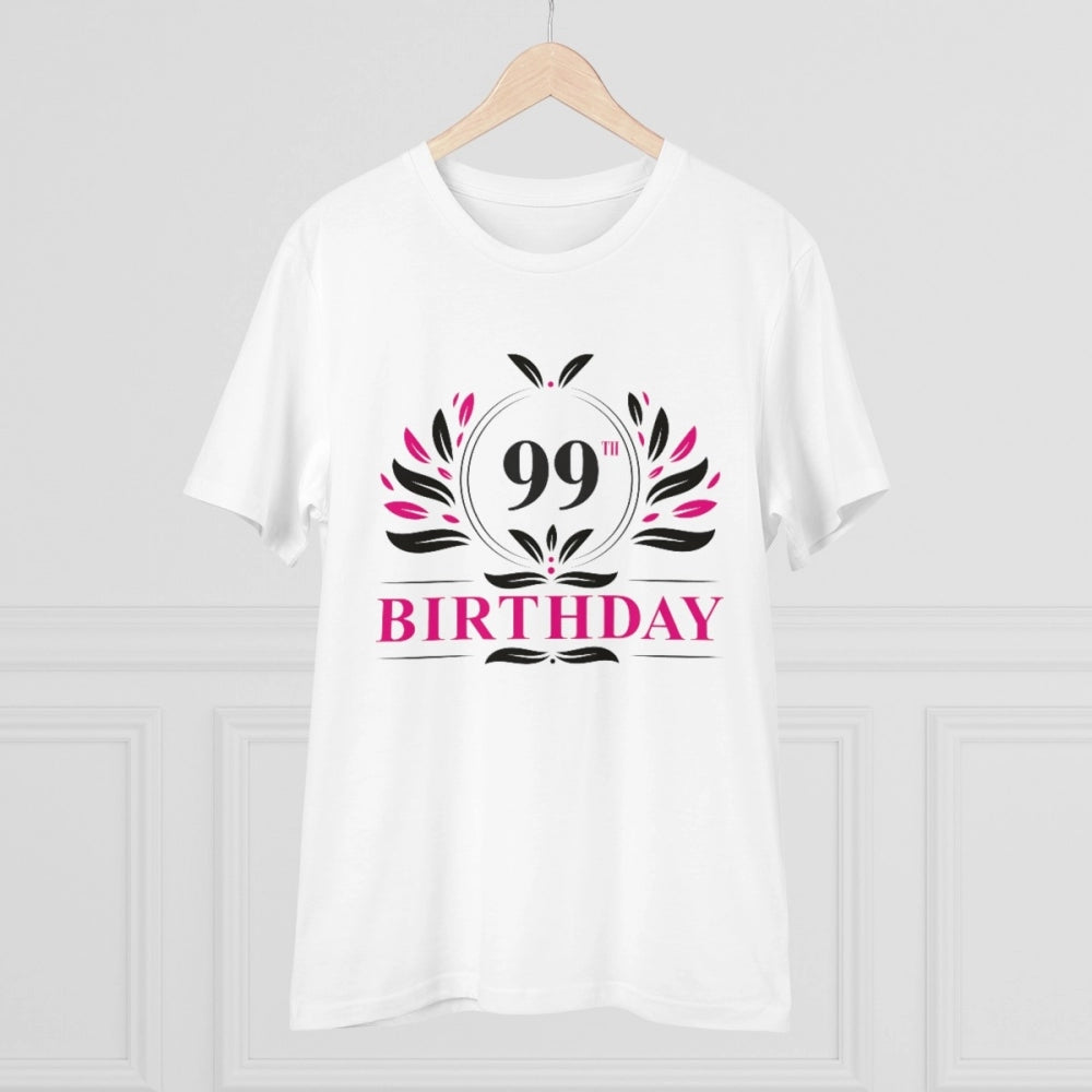 Men'S Pc Cotton 99Th Birthday Printed T Shirt (Color: White, T