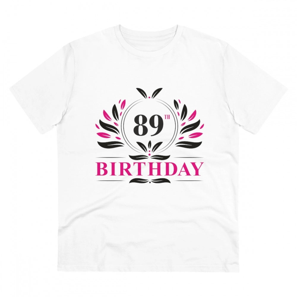 Men'S Pc Cotton 89Th Birthday Printed T Shirt (Color: White, T