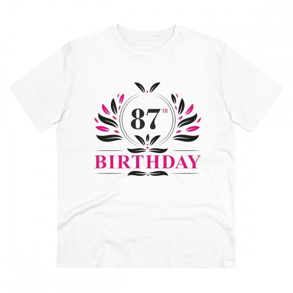 Men'S Pc Cotton 87Th Birthday Printed T Shirt (Color: White, T