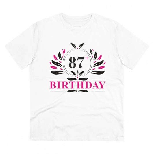 Men'S Pc Cotton 87Th Birthday Printed T Shirt (Color: White, T