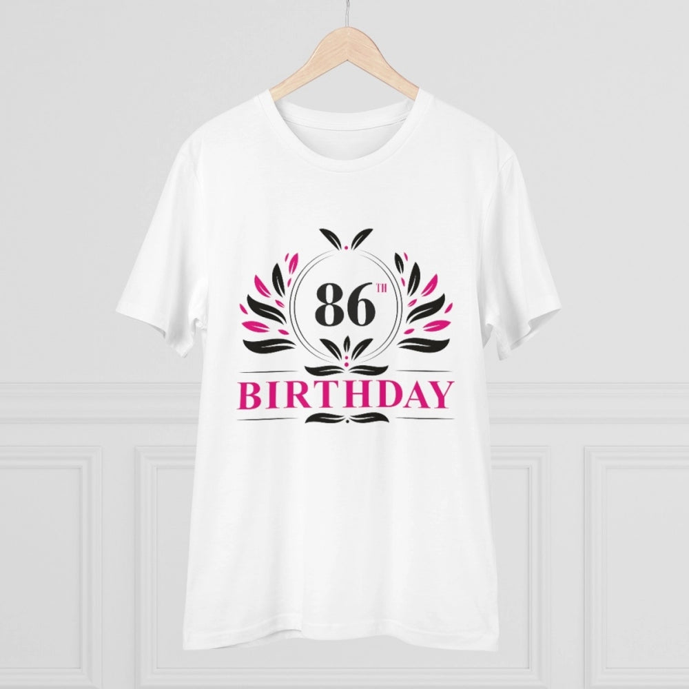 Men'S Pc Cotton 86Th Birthday Printed T Shirt (Color: White, T
