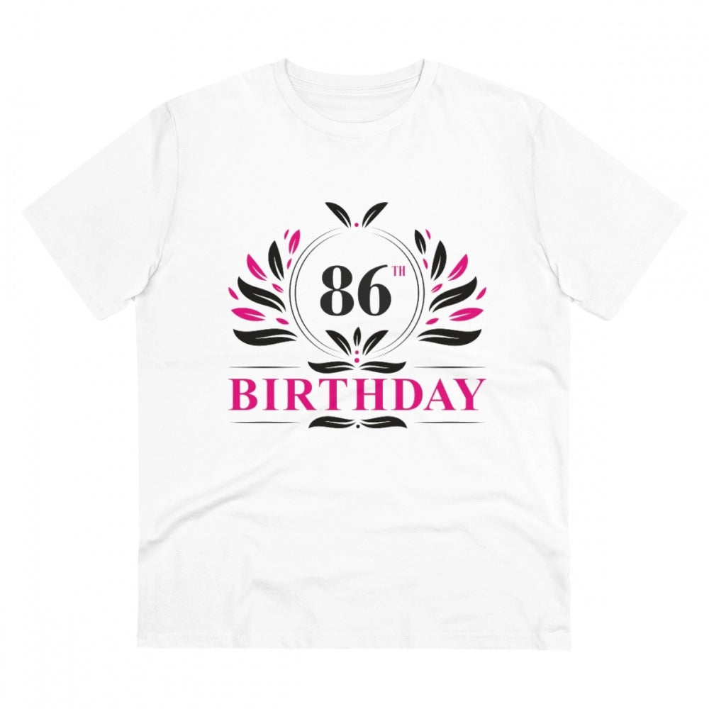 Men'S Pc Cotton 86Th Birthday Printed T Shirt (Color: White, T