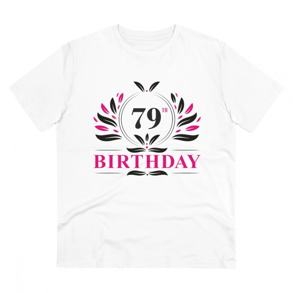 Men'S Pc Cotton 79Th Birthday Printed T Shirt (Color: White, T
