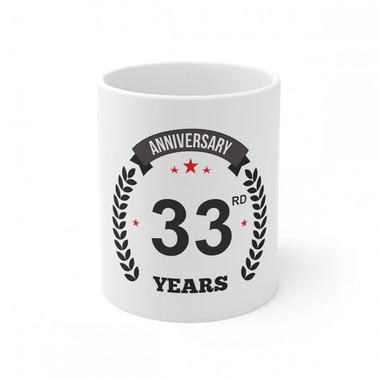 Ceramic 33Rd Anniversary Printed Coffee Mug (Color: White, Cap
