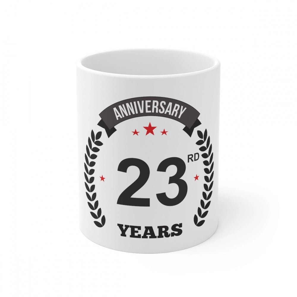 Ceramic 23Rd Anniversary Printed Coffee Mug (Color: White, Cap