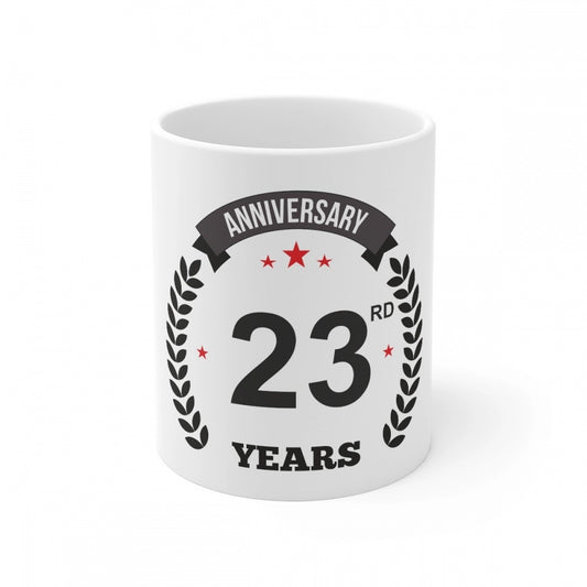 Ceramic 23Rd Anniversary Printed Coffee Mug (Color: White, Cap