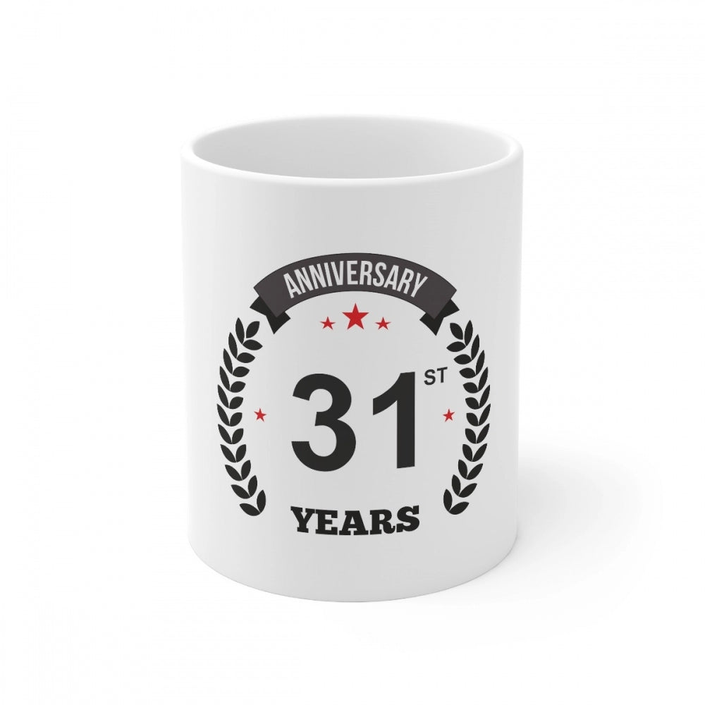Ceramic 31St Anniversary Printed Coffee Mug (Color: White, Cap