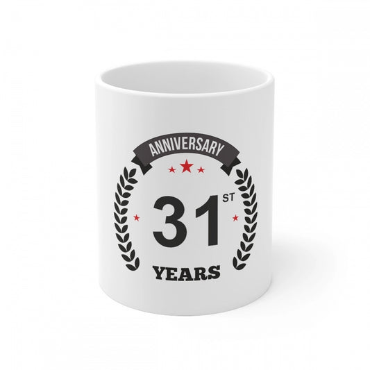 Ceramic 31St Anniversary Printed Coffee Mug (Color: White, Cap