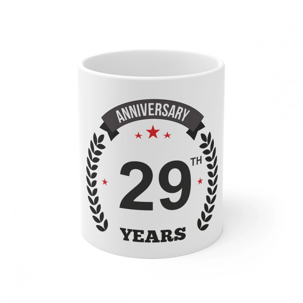 Ceramic 29Th Anniversary Printed Coffee Mug (Color: White, Cap