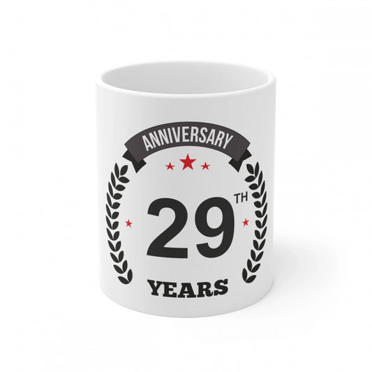 Ceramic 29Th Anniversary Printed Coffee Mug (Color: White, Cap