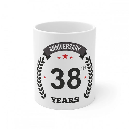 Ceramic 38Th Anniversary Printed Coffee Mug (Color: White, Cap