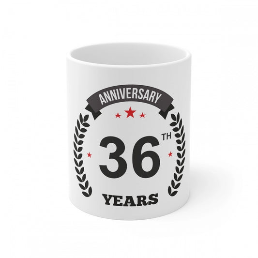 Ceramic 36Th Anniversary Printed Coffee Mug (Color: White, Cap