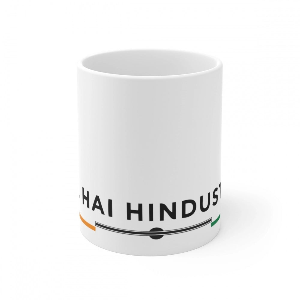 Ceramic Dil Se Hindustani Printed Coffee Mug (Color: White, Ca