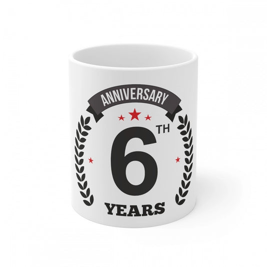 Ceramic 6Th Anniversary Printed Coffee Mug (Color: White, Capa
