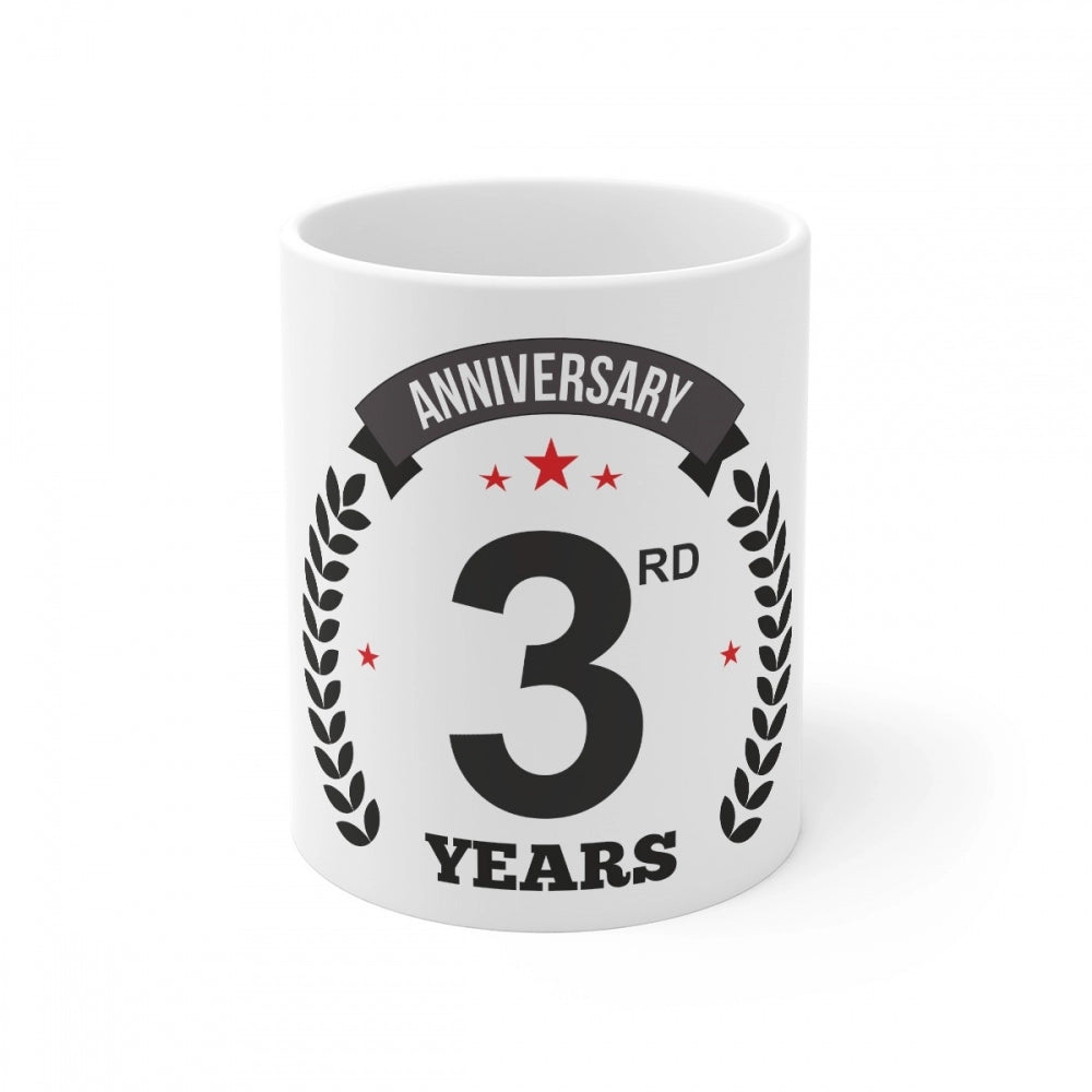 Ceramic 3Rd Anniversary Printed Coffee Mug (Color: White, Capa