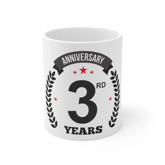 Ceramic 3Rd Anniversary Printed Coffee Mug (Color: White, Capa