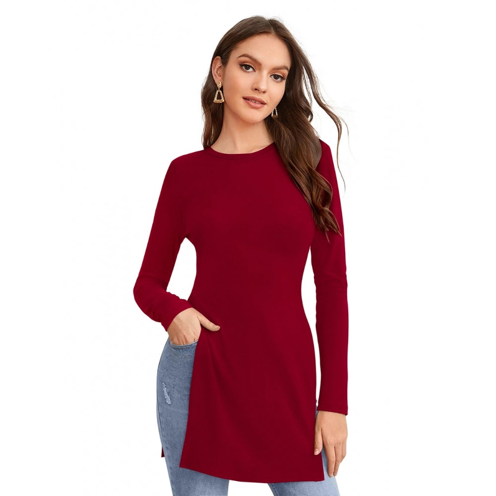 Women'S Western Wear Hosiery T Shirts (Maroon)