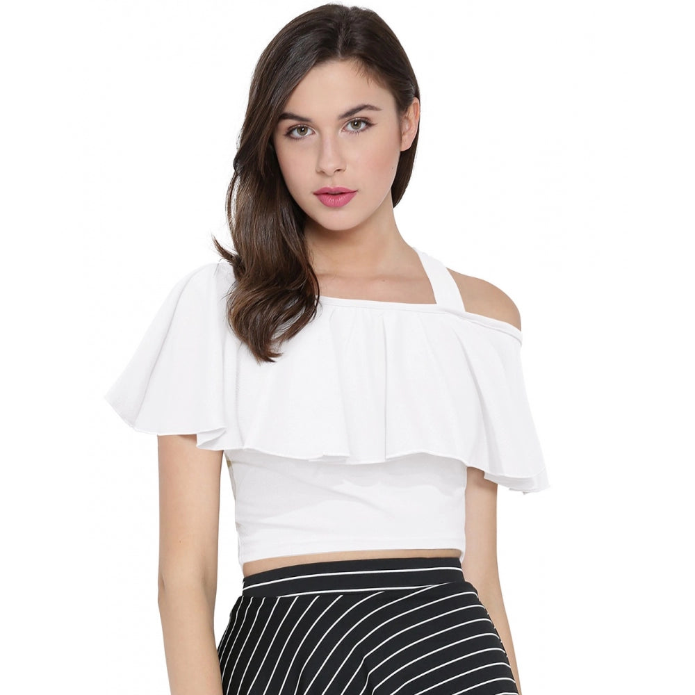 Women'S Western Wear Hosiery Crop Top (White)