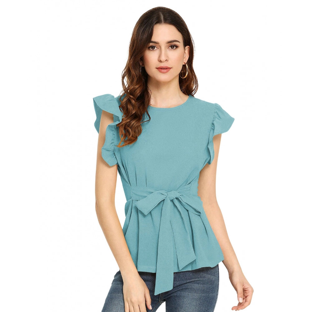 Women'S Western Wear Hosiery T Shirts (Light Blue)