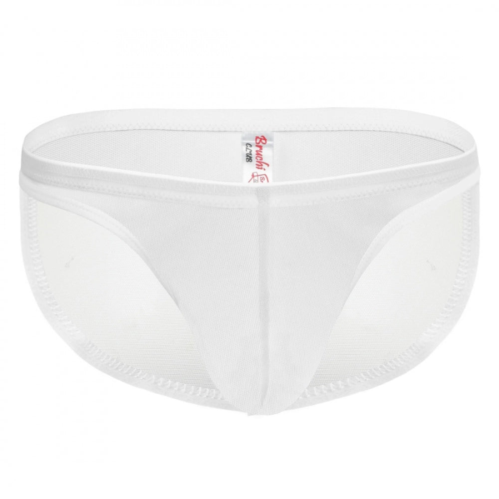Men'S Mesh Power Net Men Transparent Briefs Underwear (White)