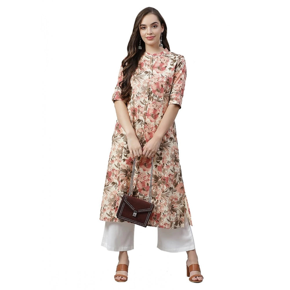 Women's Cotton Printed Floral Print Kurti (Multicolor, Cotton) - VANSHELLE