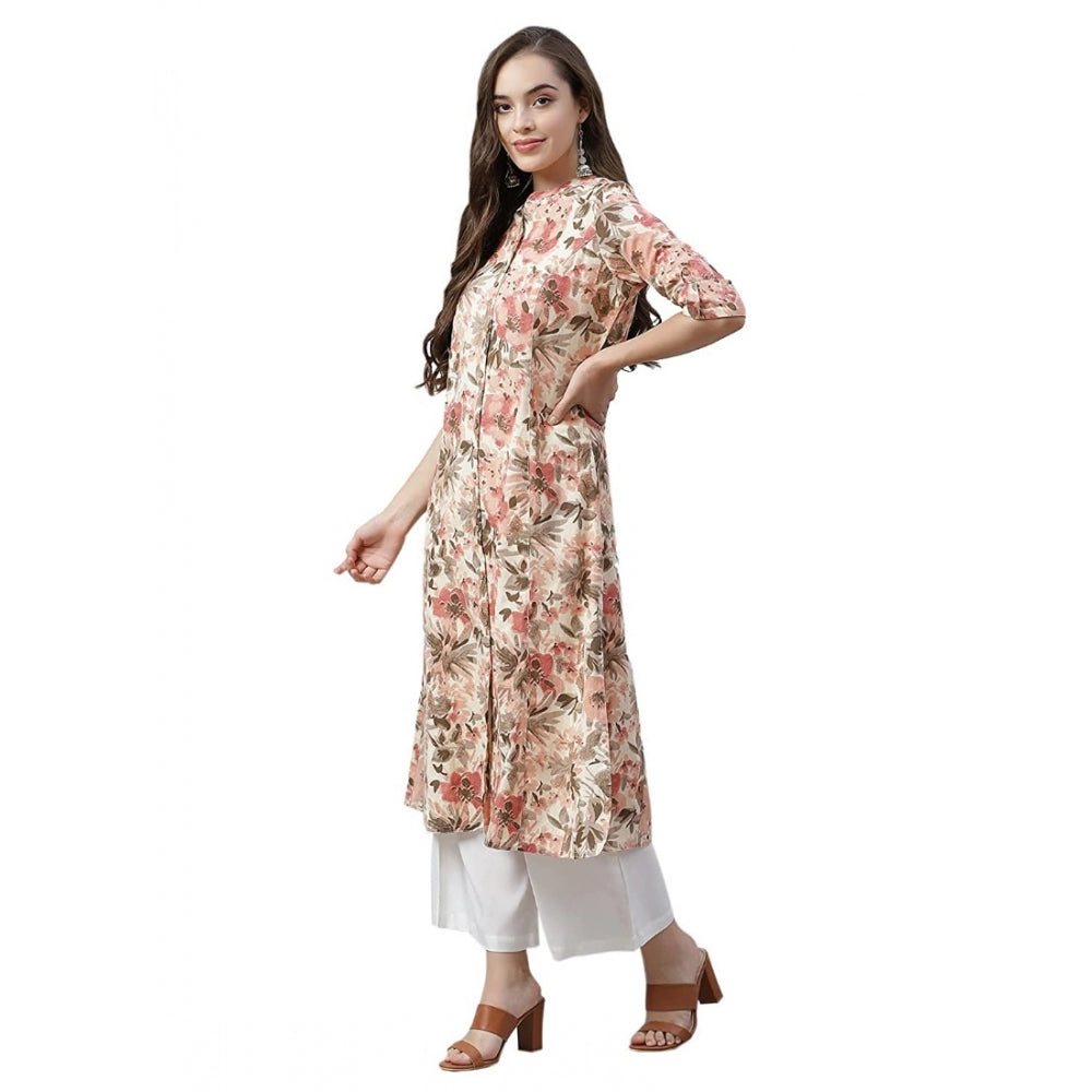 Women's Cotton Printed Floral Print Kurti (Multicolor, Cotton) - VANSHELLE