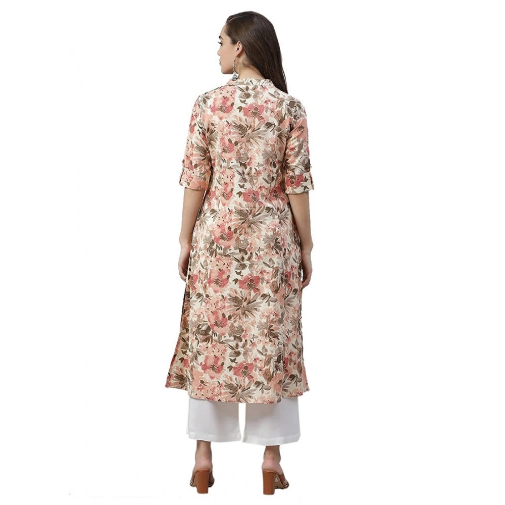 Women's Cotton Printed Floral Print Kurti (Multicolor, Cotton) - VANSHELLE