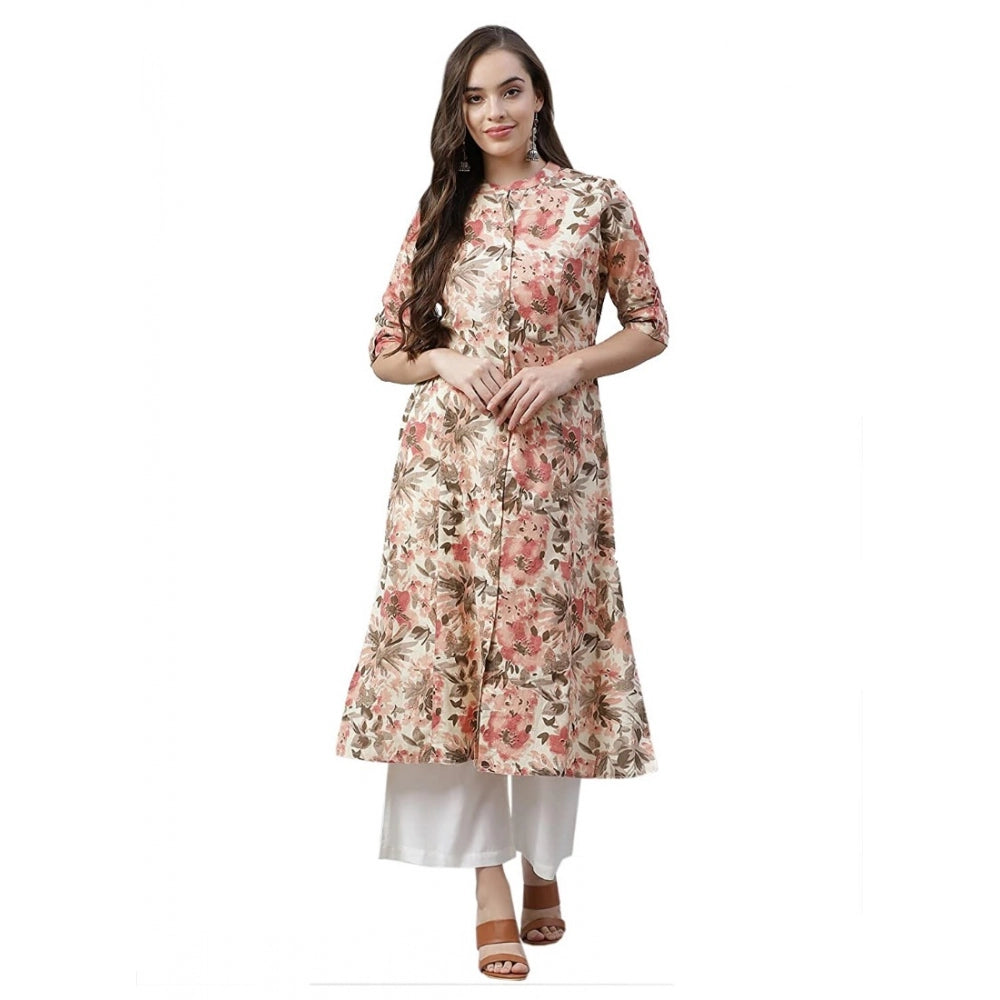 Women's Cotton Printed Floral Print Kurti (Multicolor, Cotton) - VANSHELLE