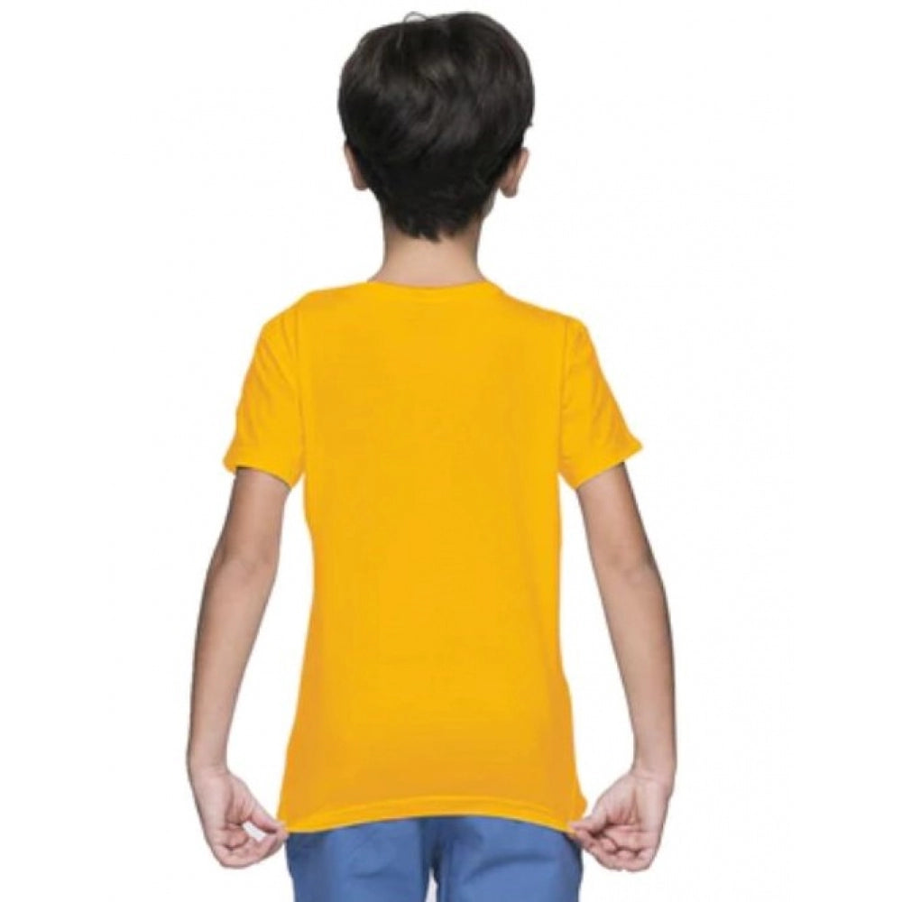 Boys Cotton Plain Half Sleeve Tshirt (Yellow)