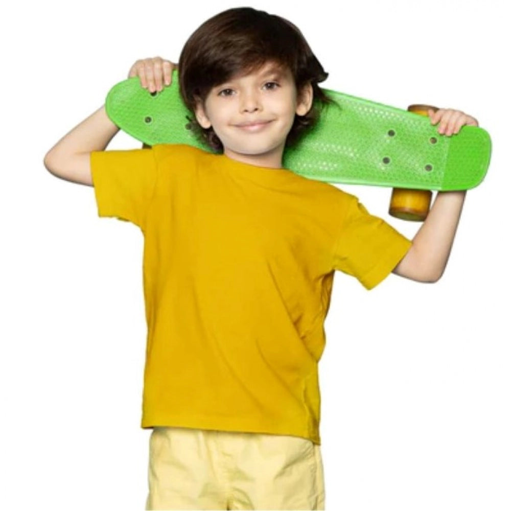Boys Cotton Plain Half Sleeve Tshirt (Yellow)