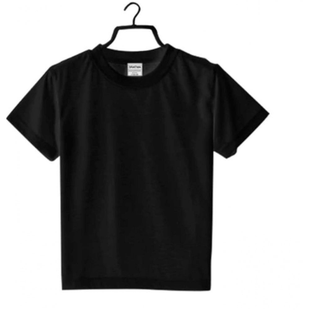 Boys Cotton Plain Half Sleeve Tshirt (Black)