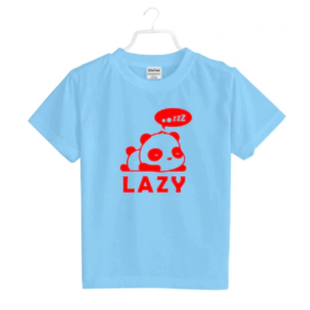 Boys Cotton Lazy Half Sleeve Tshirt (Sky Blue)