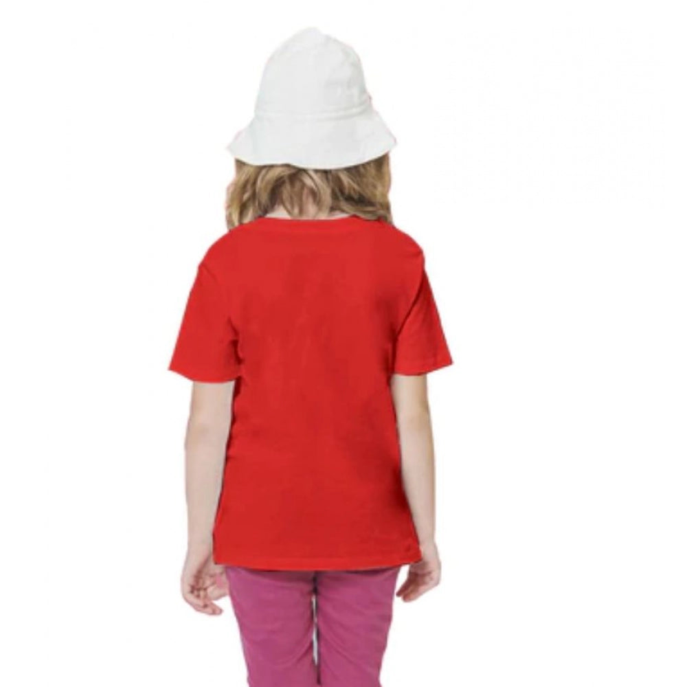 Girls Cotton Rowdy Baby Half Sleeve Tshirt (Red)
