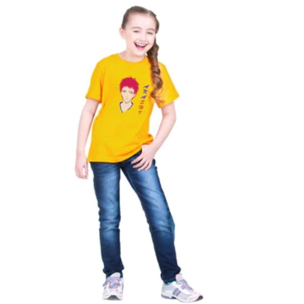 Girls Cotton Akashi Half Sleeve Tshirt (Yellow)