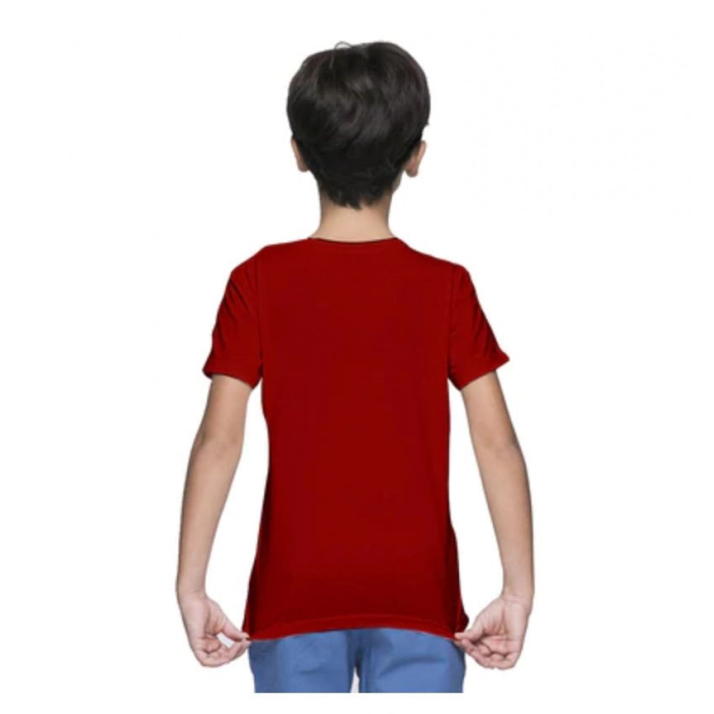 Boys Cotton Plain Half Sleeve Tshirt (Maroon)