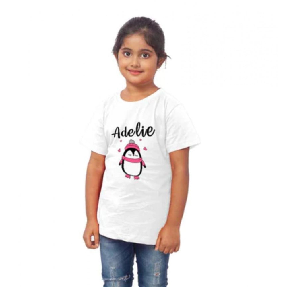 Girls Cotton Adelie Half Sleeve Tshirt (White)