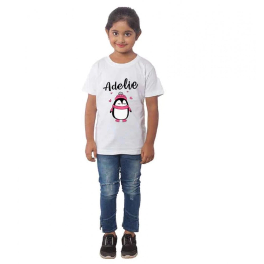 Girls Cotton Adelie Half Sleeve Tshirt (White)