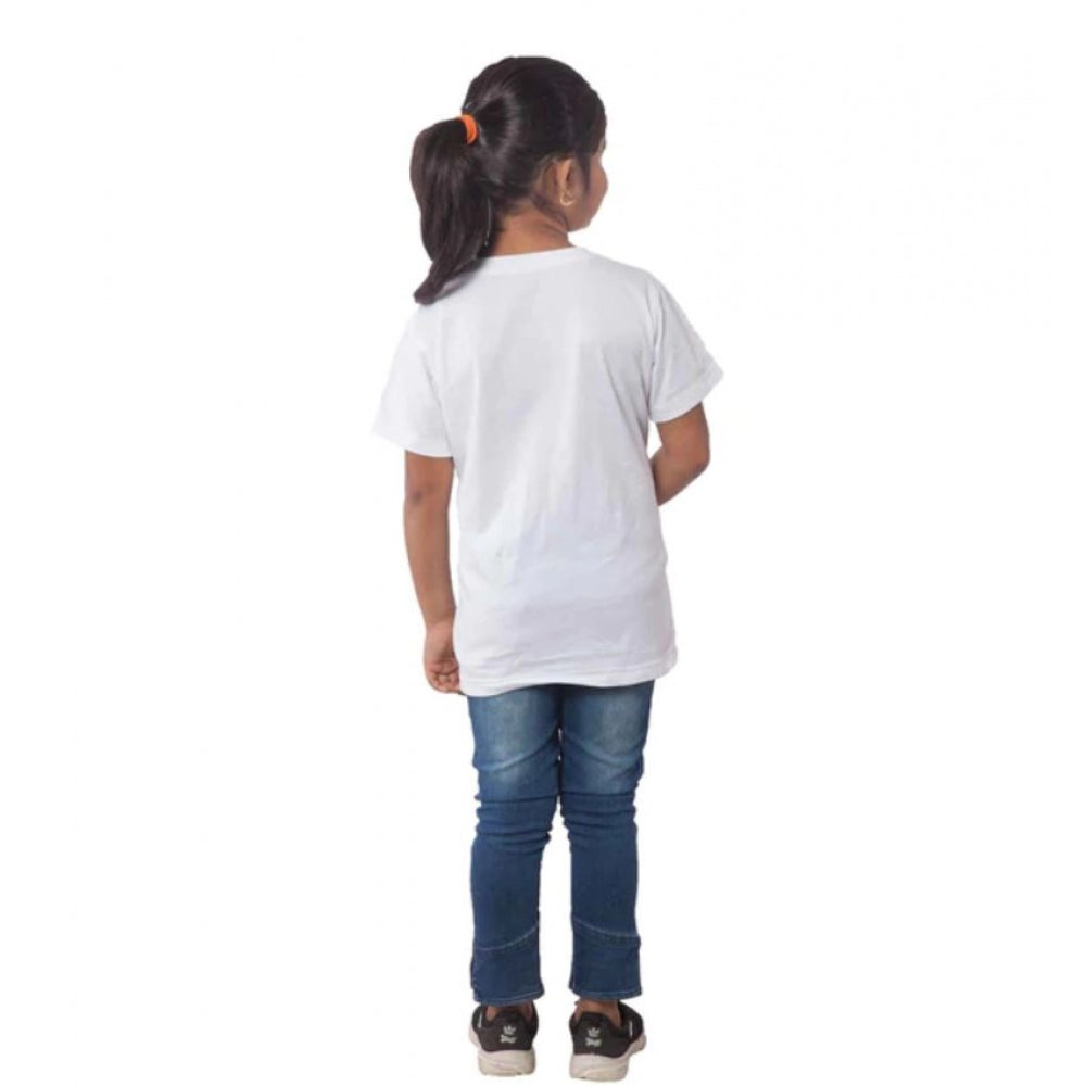 Girls Cotton Bubo Half Sleeve Tshirt (White)