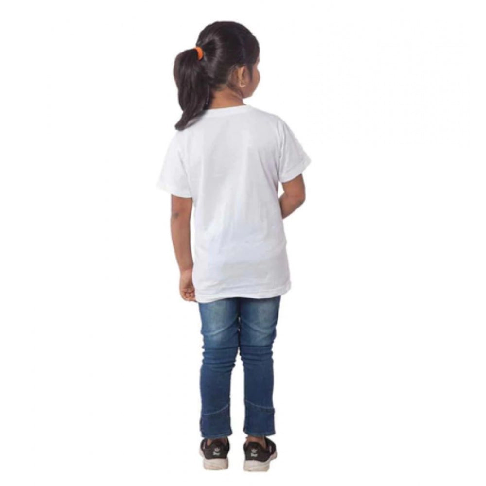 Girls Cotton Tribal Half Sleeve Tshirt (White)