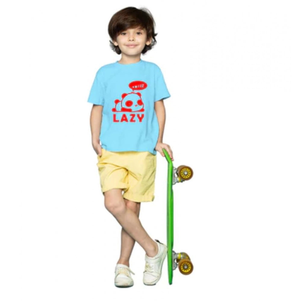 Boys Cotton Lazy Half Sleeve Tshirt (Sky Blue)