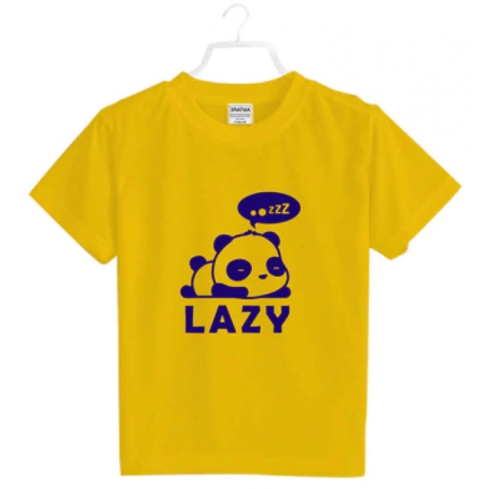 Boys Cotton Lazy Half Sleeve Tshirt (Mustard)