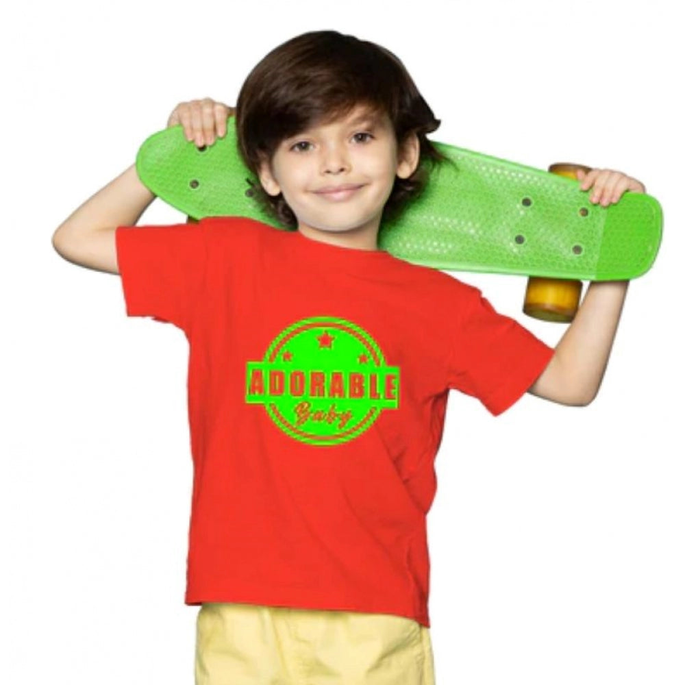 Boys Cotton Adorable Baby Half Sleeve Tshirt (Red)