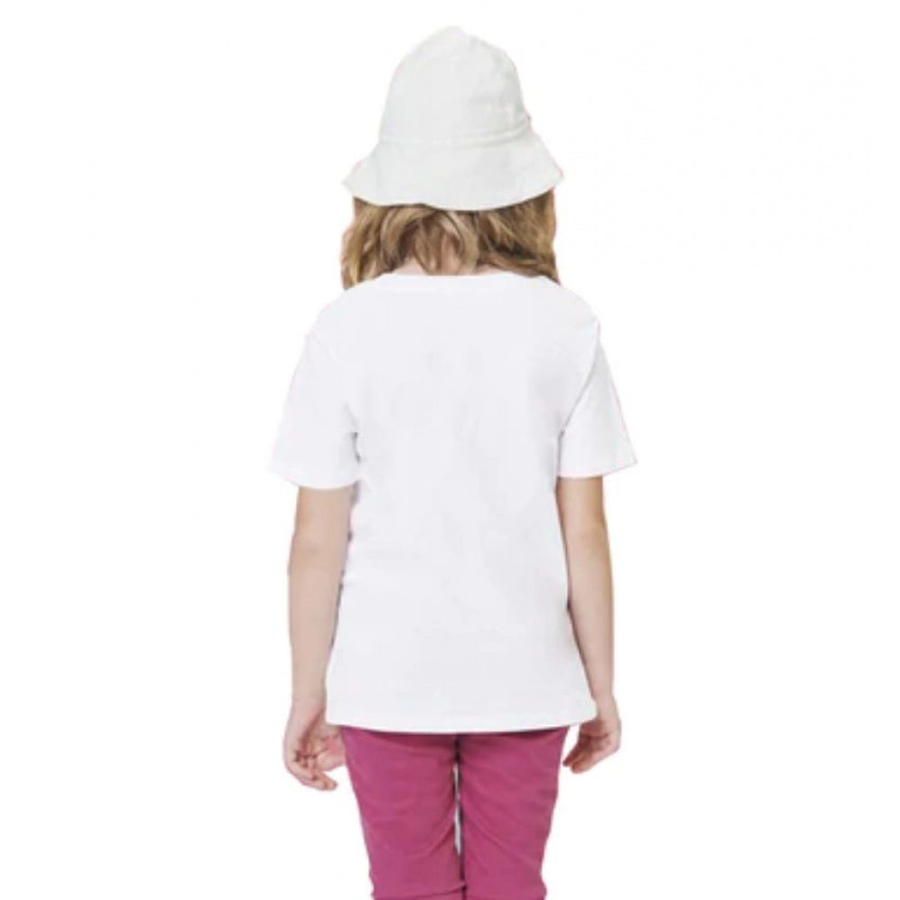 Girls Cotton Baby Shark Half Sleeve Tshirt (White)
