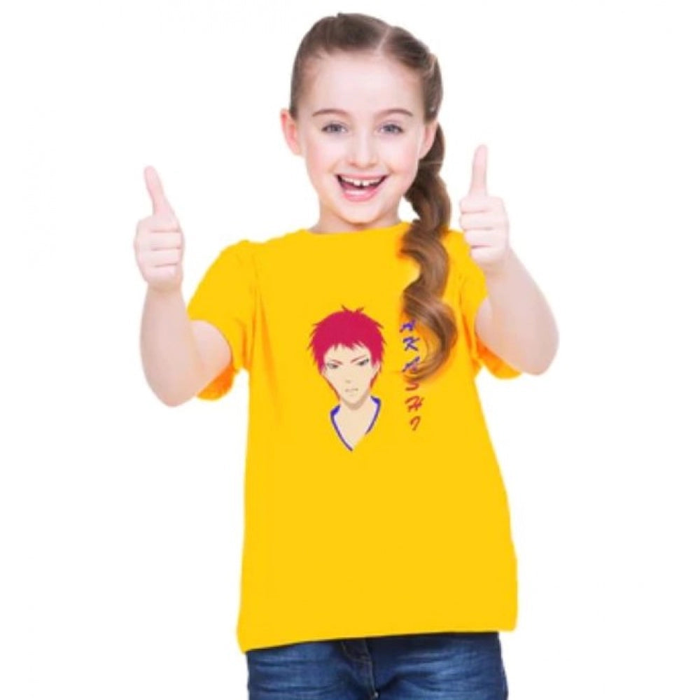 Girls Cotton Akashi Half Sleeve Tshirt (Yellow)