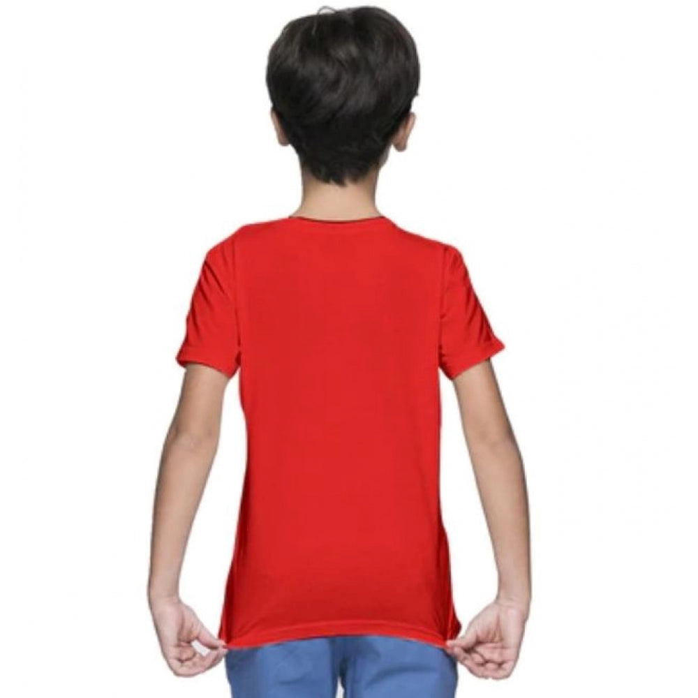 Boys Cotton Plain Half Sleeve Tshirt (Red)