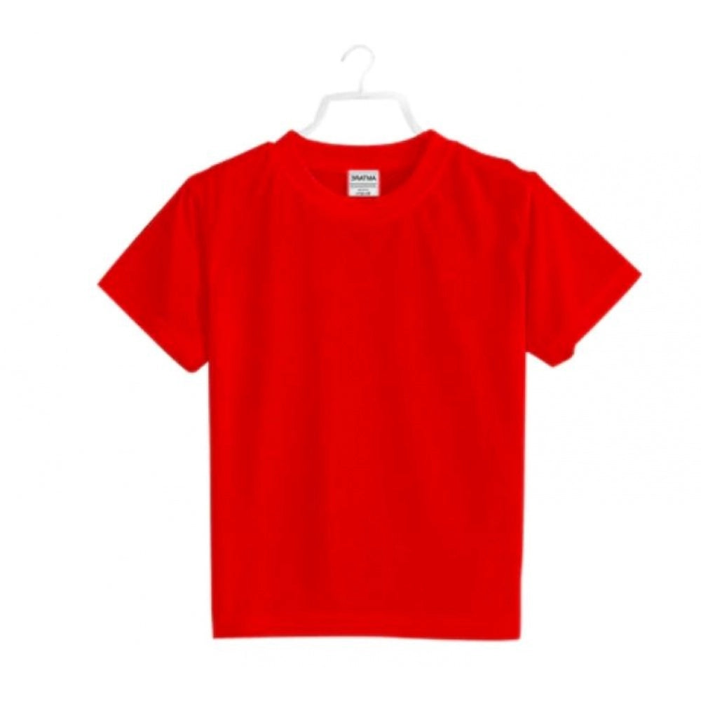 Boys Cotton Plain Half Sleeve Tshirt (Red)
