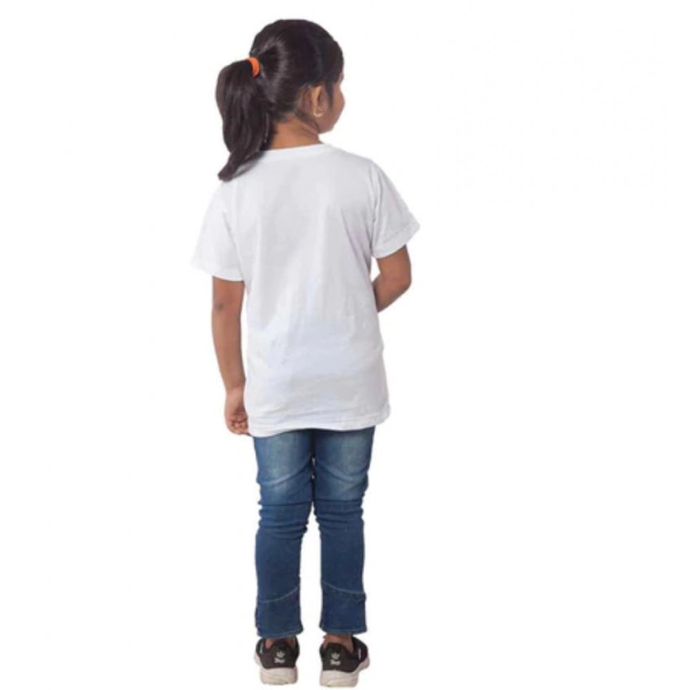Girls Cotton Adelie Half Sleeve Tshirt (White)