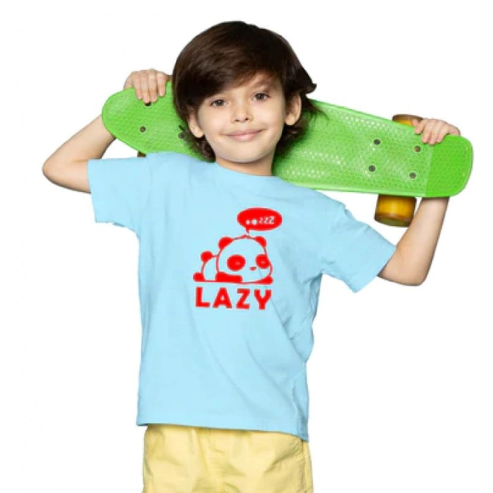 Boys Cotton Lazy Half Sleeve Tshirt (Sky Blue)