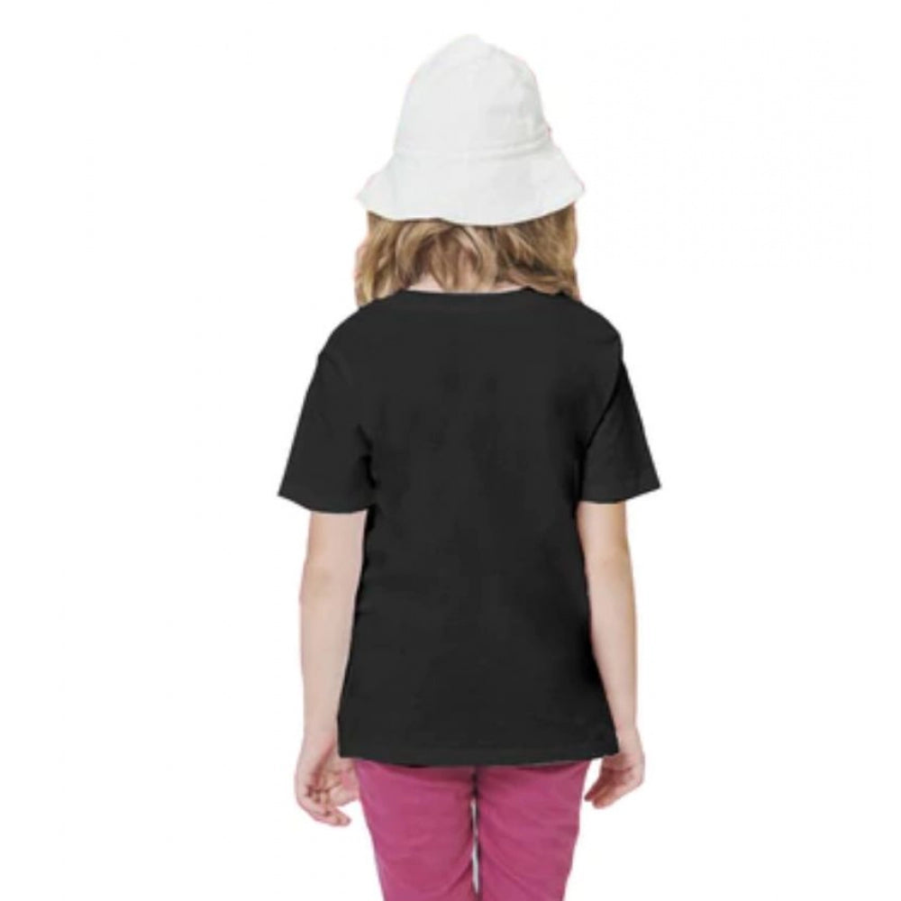 Girls Cotton Baby Shark Half Sleeve Tshirt (Black)